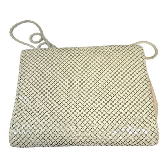Vintage Hong Kong White Mesh Mesh Chainmail Crossbody Purse Shoulder Bag Retro - Picture 2 of 6